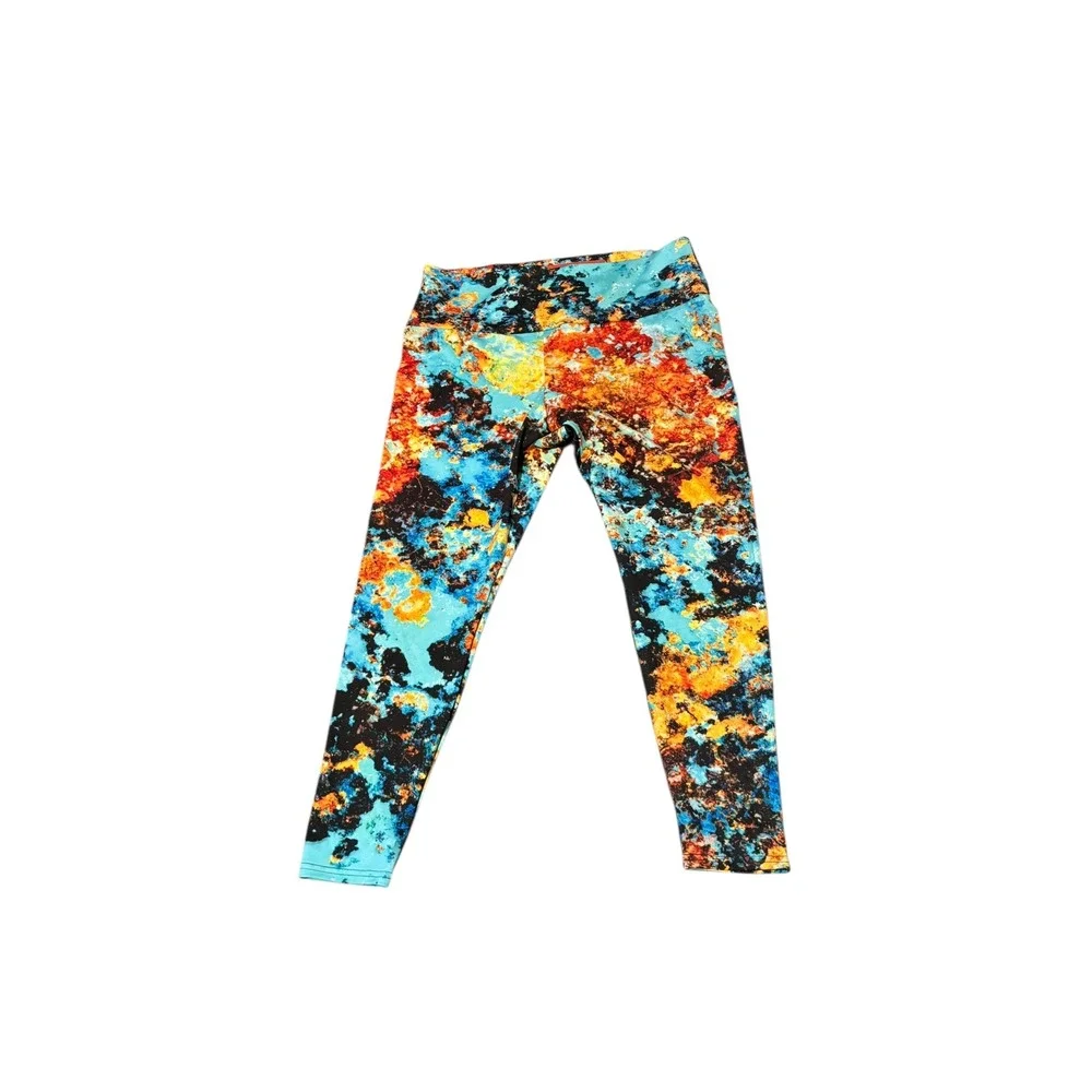 Abstract Apparel Made in USA. All over cosmic print. Size 1X leggings.‎ NWOT Fun